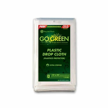 GOGREEN DC1020 PEC 10 x 20 ft. Plastic Painters Drop Cloth, Green DC1020  (PEC)